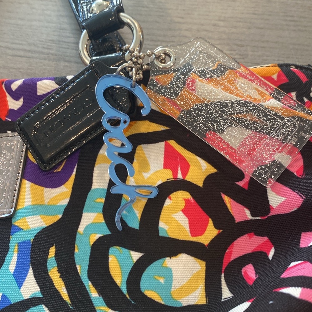 Coach Multi Color Poppy Graphic Blossom Canvas Appliqué Tote Bag Style 15591 - Picture 11 of 12